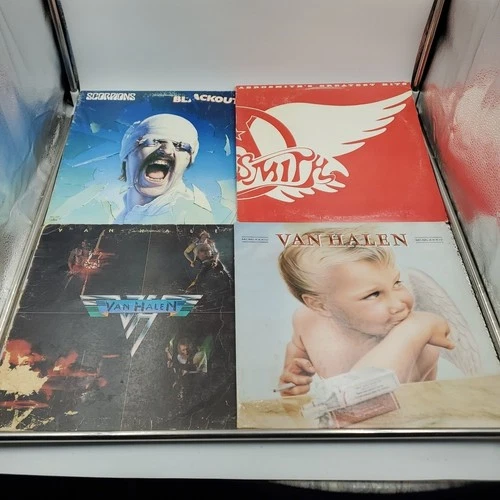 4 Record Lot Van Halen Scorpions Aerosmith Blackout Greatest Hits LPs Vinyl