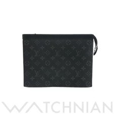 Louis Vuitton Monogram Eclipse Black Pochette Voyage Black Canvas Clutch Bag