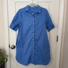 Old Navy Blue 100% Cotton Shirt Dress w/ Collared Button Front Size Small