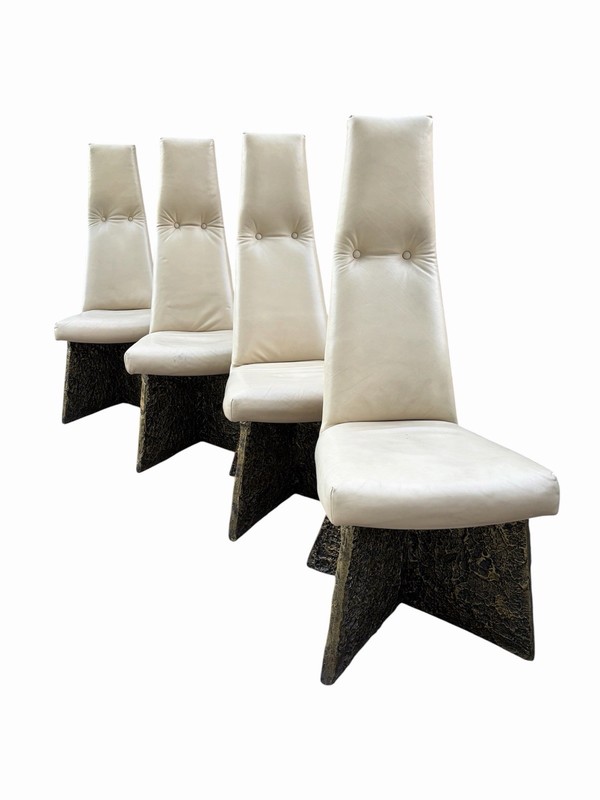 Adrian Pearsall Craft Associates Brutalist Leather Dining Chairs Mid Century