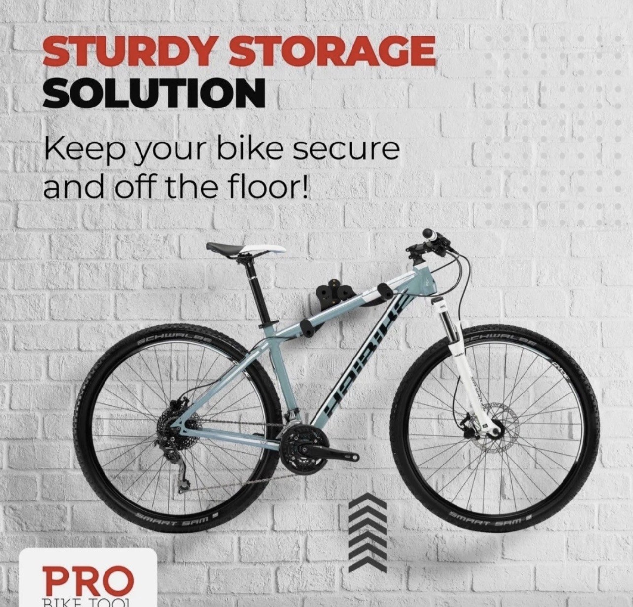PRO BIKE TOOL Bike Wall Mount - Horizontal Indoor Bike Rack for 1 Bicycle
