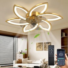 78CM Modern Ceiling Fans with Lights Dimmable LED Fan Light Flush Mount Bedroom