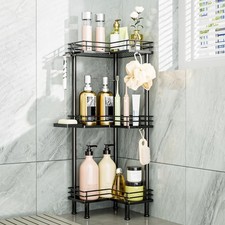 Corner Shower Caddy Standing - 3-Tier Stainless Steel Organizer with Soap Holder