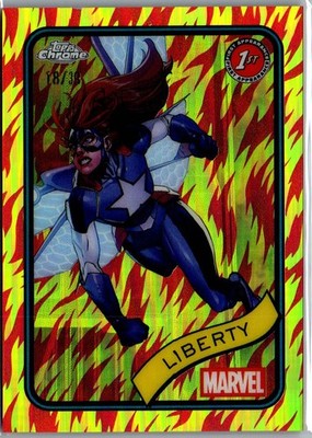 2025 Topps Chrome Marvel #198 Liberty Human Torch Refractor (Red & Orange)