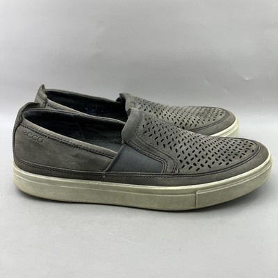 ECCO Kyle Perforated Slip On Loafers Men Size 11 Gray Nubuck Comfort Low Shoes