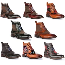 Justinreess England Hi Kennedy Tweed Combo Brogue Womens Boot In Black US 5 - 10