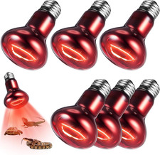 6 Pack 100 W Reptile Heat Bulbs Red Heat Lamp Bulb Infrared Lamp Red Basking Lig