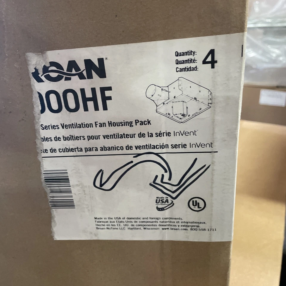 Paquete de carcasa de ventilador de ventilación Broan A000HF plateado para Broan AE50F, AE80F paquete de ventilador Foto 2 de 2