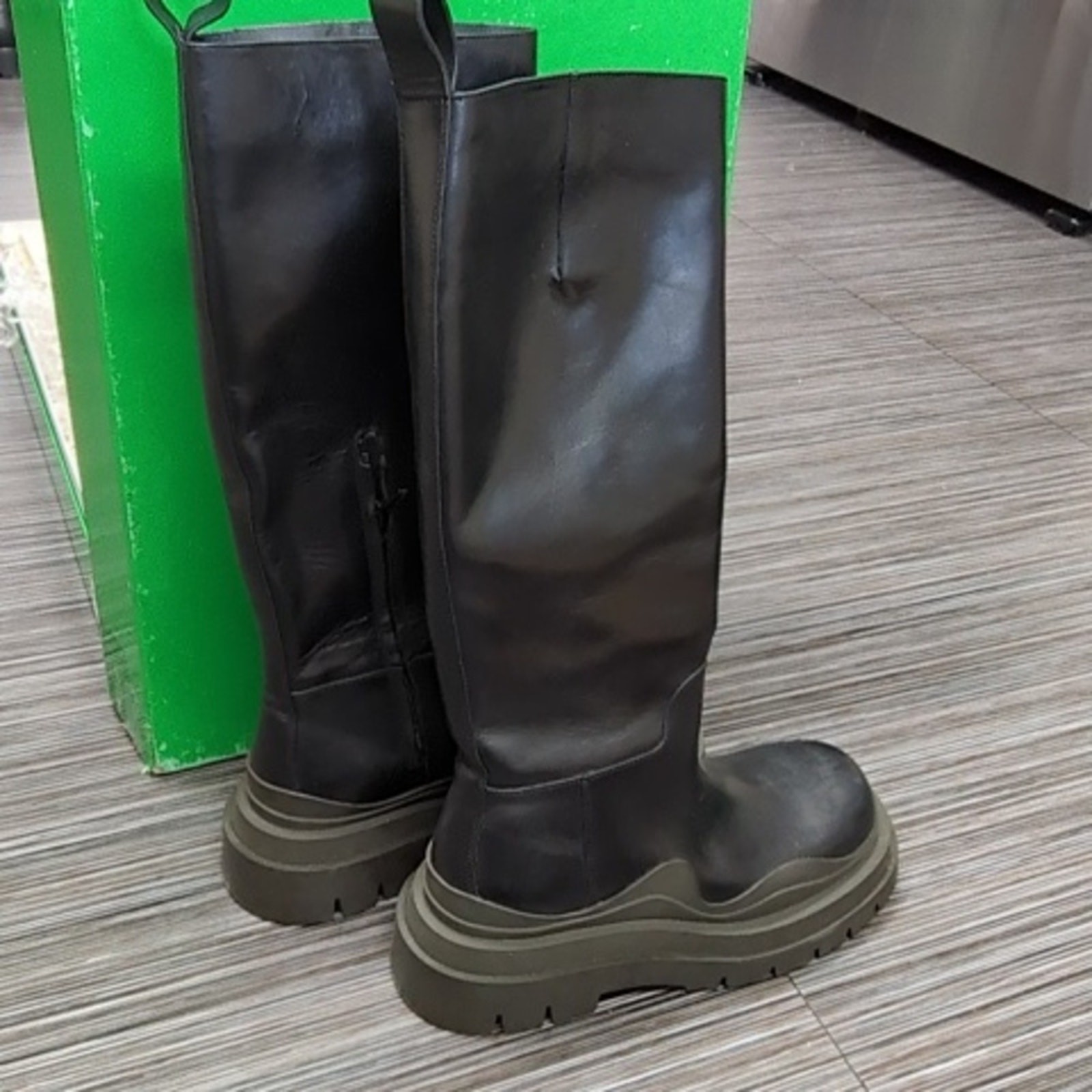 Bottega Veneta NEW Lug Sole Black Boots Tall NIB Leather 37 Women's thumbnail 5