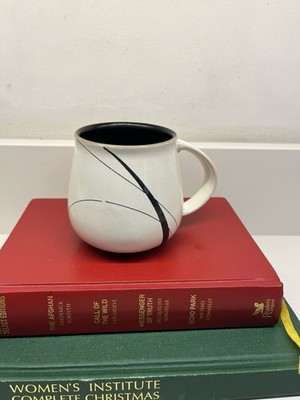 Denby Oyster Strands Tasse - Creme Abstrakte Linien & Schwarz Interieur Made in England