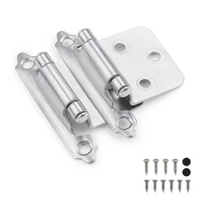 Knobelite 30 Pack (15 Pairs) 1/2" Overlay Cabinet Hinges Polished Chrome Self...