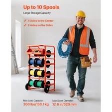 VEVOR Wire Spool Rack, 11 Rods, Multi-Spool Wire Rack Dispenser, Cable Caddy wit