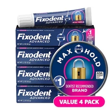 Fixodent Advanced Max Hold Denture Adhesive 2.2 oz 4 Pack Sealed