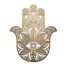 Fourth Level MFG 14" Hamsa (Gold), Sacred Geometry Wood Wall Art, Zen Home De...