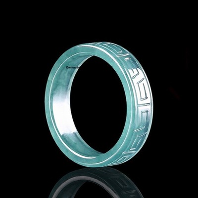 Natürlicher Jadeit Jade Bandring Herren Damen Blau Wasser Natürliche Jade 5 mm Ring