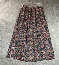 Vintage Skirt Womens Small Multicolor Paisley Pockets Pleated Rayon Maxi 90s