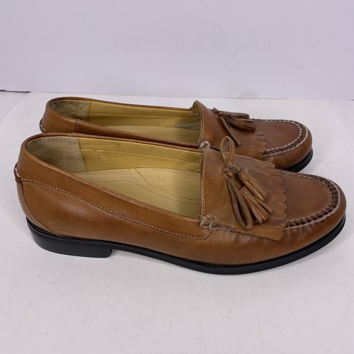 Chaps Mens Light BrowLeather Slip On Tasseled Casual Loafer Size 10.5 M - Picture 4 of 8