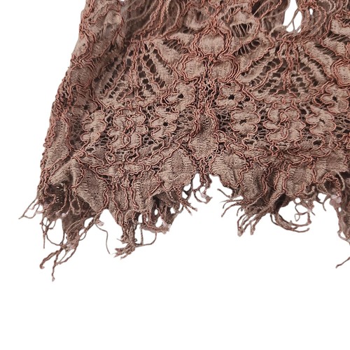Camicia pizzo marrone donna media spalla fredda vedere attraverso boho uncinetto senza schiena - Foto 12 di 15