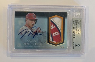 2018 Topps Dynasty Autograph Patches Blue Mike Trout #2/5 BGS 9