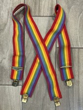 VTG 80  s Adult Rainbow Suspenders Pride Mork  Mindy TV Show Single Stitch LGBT