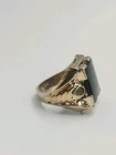 Art Deco Vintage Sterling Silver with 10K gold Black Onyx Signet Ring size 7