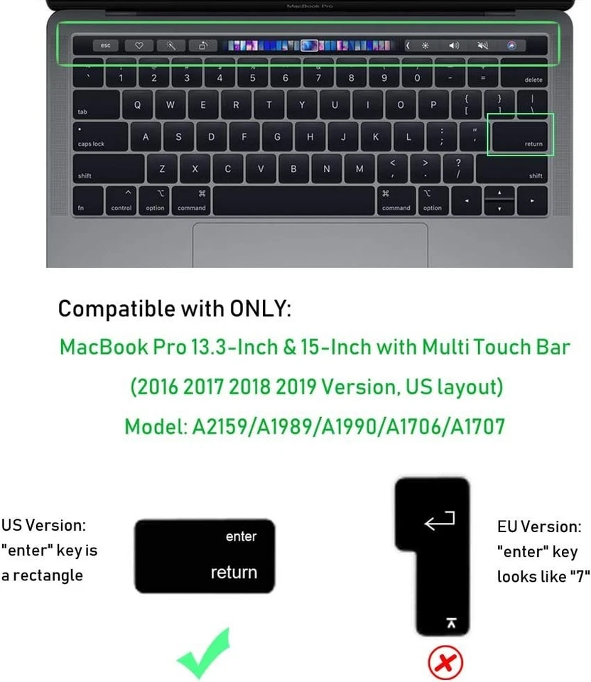 Capa protetora de teclado transparente para MacBook Pro com Touch Bar 13" 15" - Imagem 4 de 4