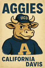 UC Davis Aggies  I NCAA College Mascot Logo Poster Decor 12x8in Metal Sign