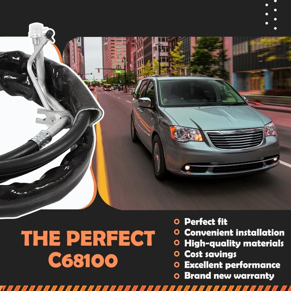 Juego de mangueras de aire acondicionado traseras de línea de aire acondicionado C68100 para Dodge Grand Caravan 2012-2019 Foto 3 de 4