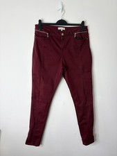 F F Women s Burgundy High Waist Stretchy Skinny Chino Trousers Size 14