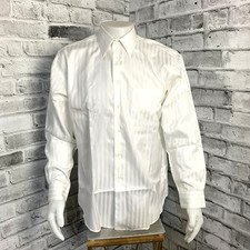 Alfred Sung White Striped Button Down Dress Shirt Mens 16 34/35 Vintage 90s Y2K