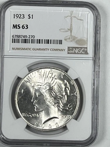 1923 Peace Dollar : NGC MS63 Blazing White