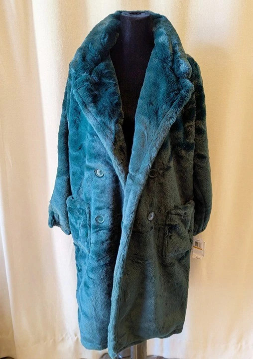 Abrigo para mujer Jou Jou piel sintética doble botonadura verde cazador talla S (precio de venta sugerido por el fabricante $100) Foto 3 de 4