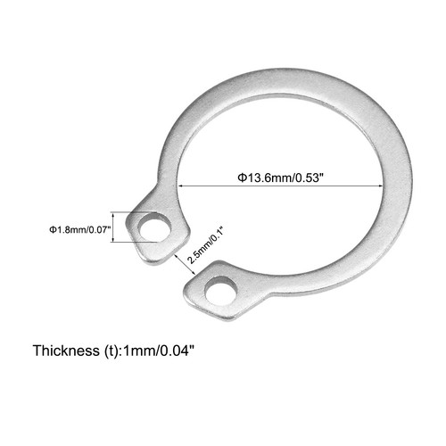 17mm External Circlips Retaining Shaft Snap Rings 304 Stainless Steel ...