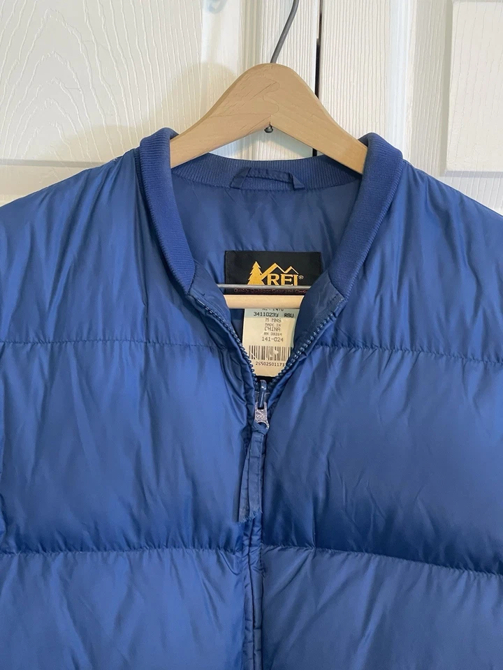 Vintage REI 90s Men’s Medium Goose Down Filled Full Zip Puffer Jacket Blue - Image 2 of 4