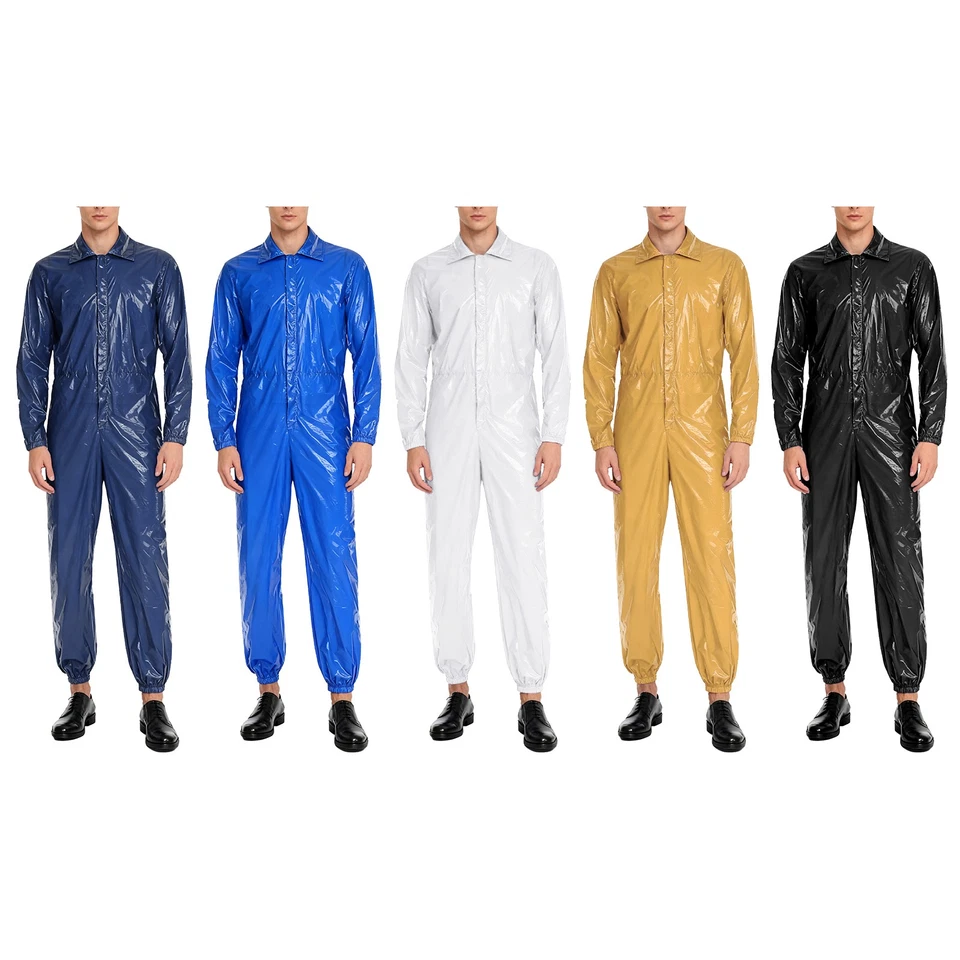 Mens Jumpsuit Playsuit Bodysuit Dustproof Mechanic Long Sleeve One Piece Solid - Image 3 of 4