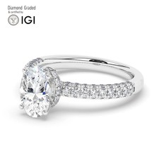 Oval Diamond Engagement Ring Platinum Labgrown 1.75 Ct Solitaire