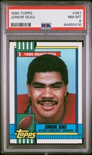 1990 TOPPS #381 JUNIOR SEAU ROOKIE RC PSA 8