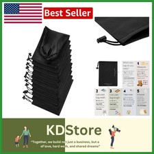 12-Pack Black Nylon Drawstring Storage Bags   Compact, Foldable  Scratch-Res...