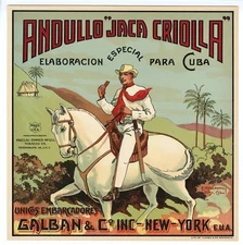 ANDULLO JACA CRIOLLA, CUBA Caddy Crate Label || Galban & Co., New York, Unicos E