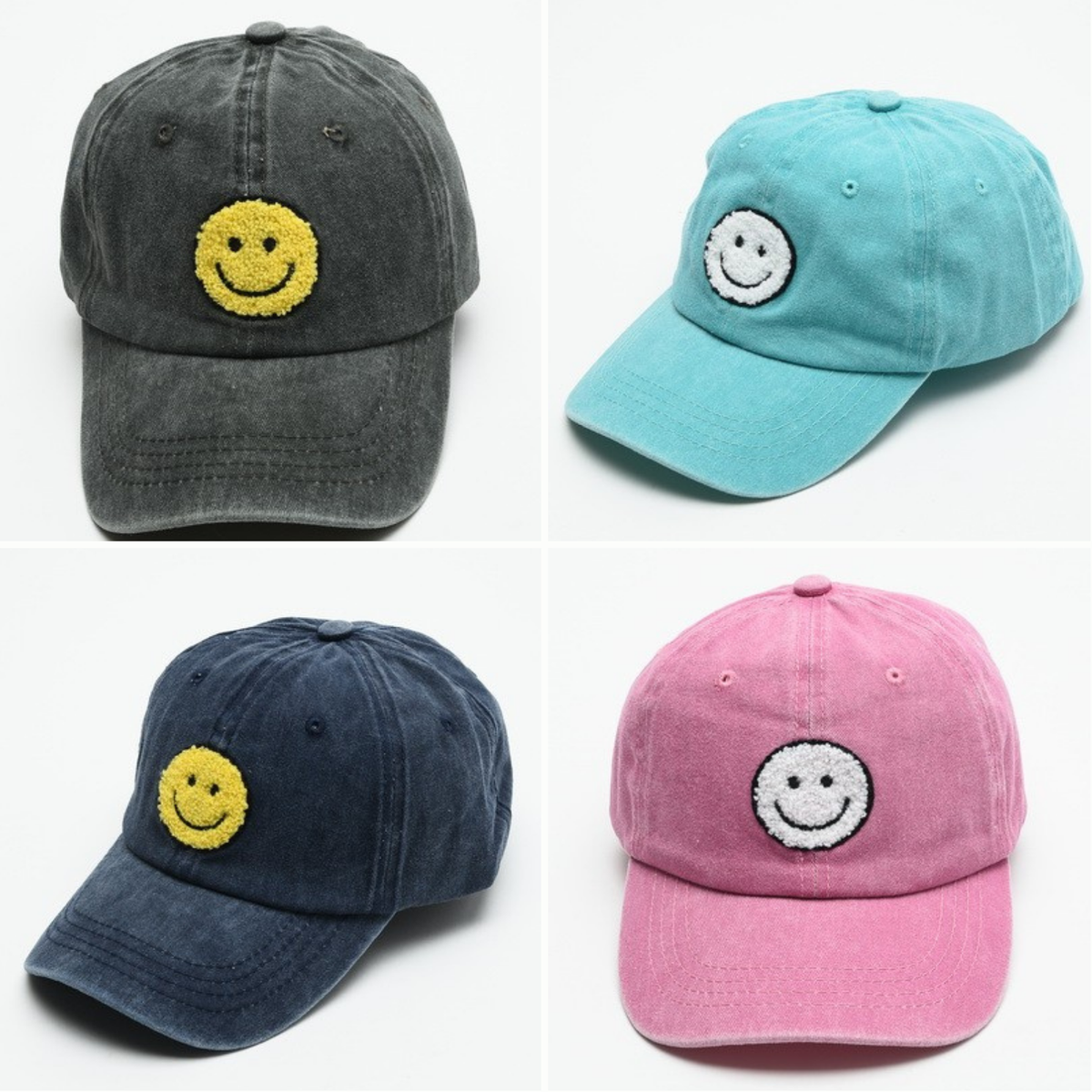 Classic Smiley Happy Face Embroidered Washed Baseball Cap | eBay