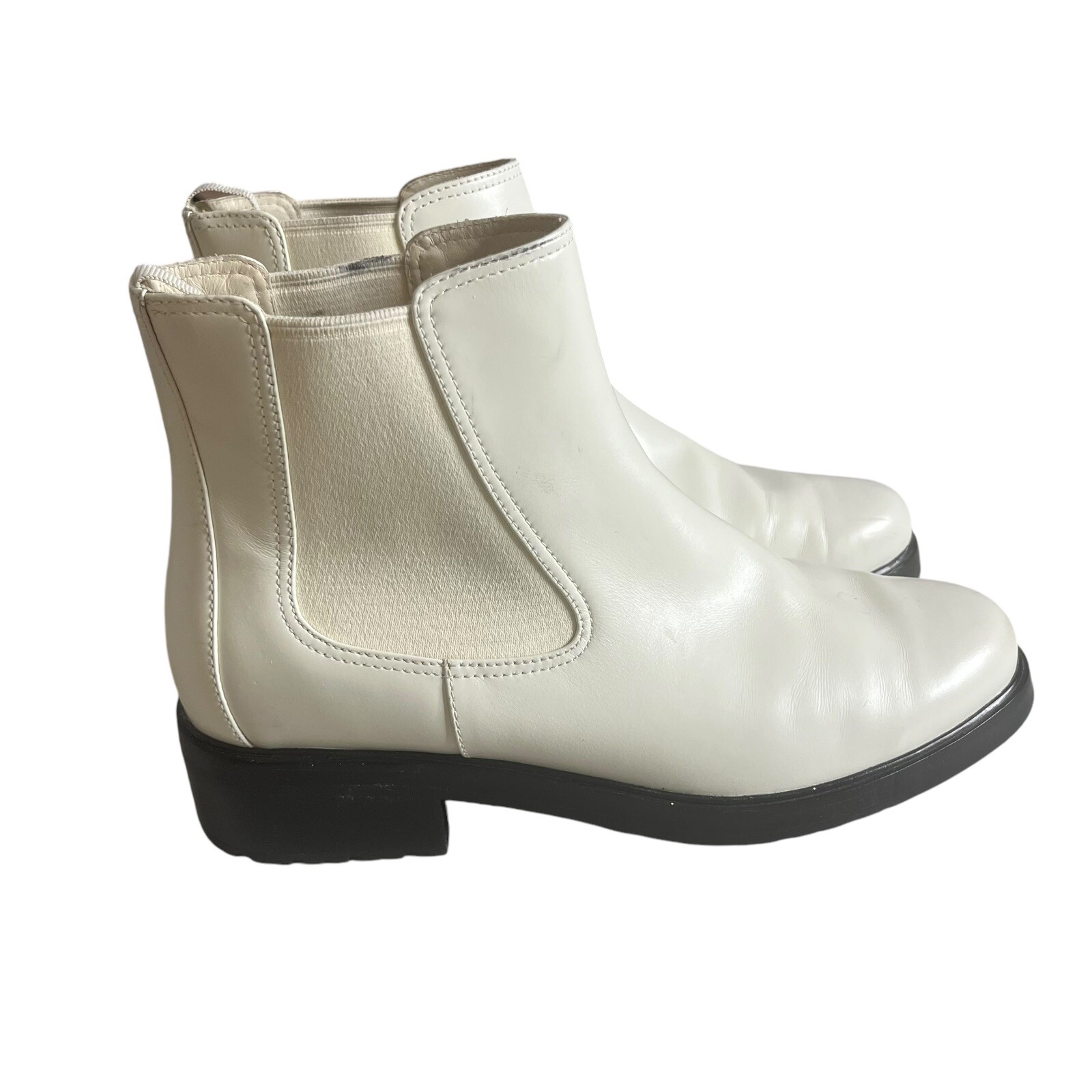 SAOLA Stivali EVERLANE Chelsea donna taglia 9 moderni utility suola alla caviglia bianco