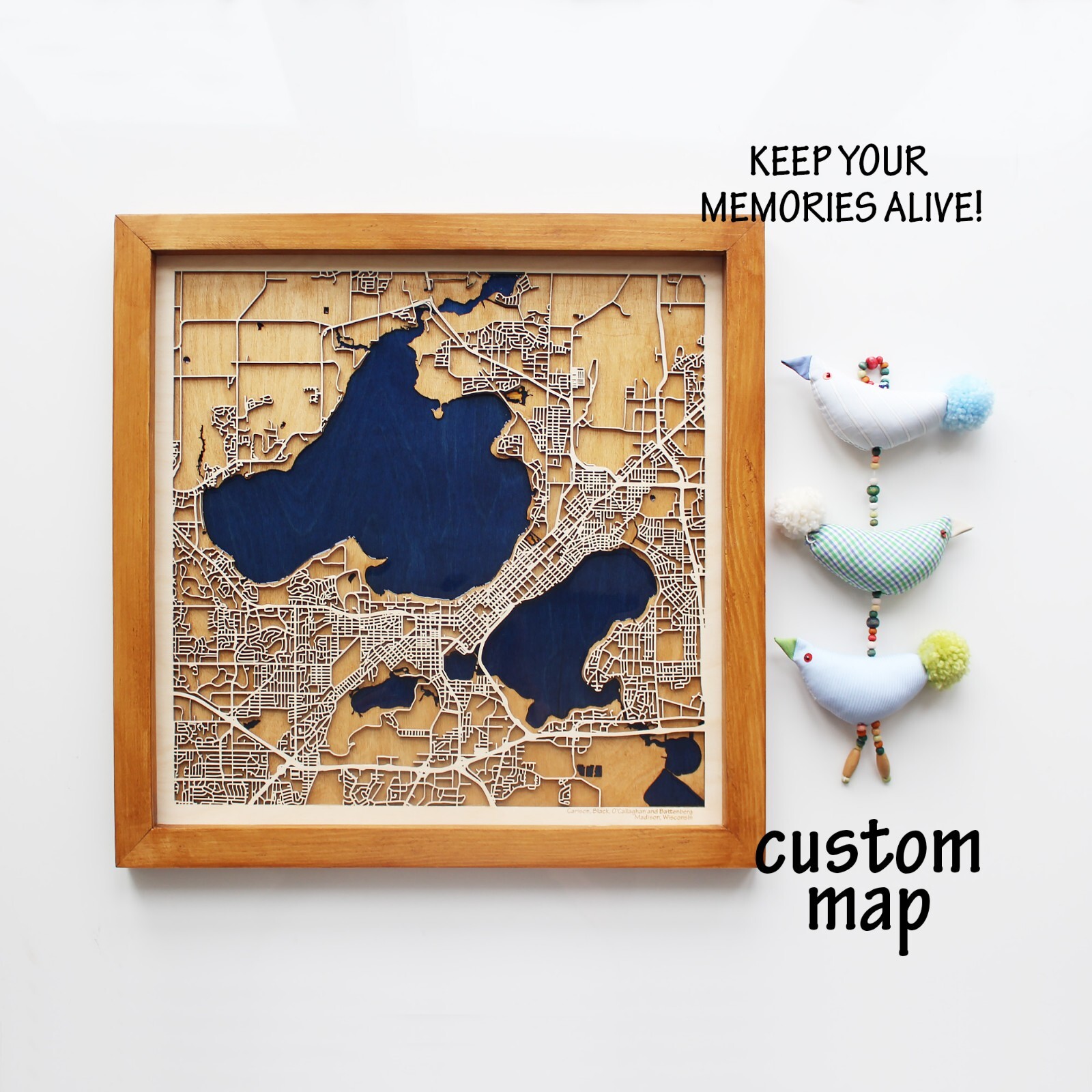 Handcrafted Wood and Epoxy Resin Madison Map Custom Art Piece-image