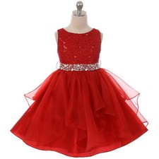 RED Size 14 Flower Girl Dress Party Birthday Bridesmaid Wedding Recital Dance