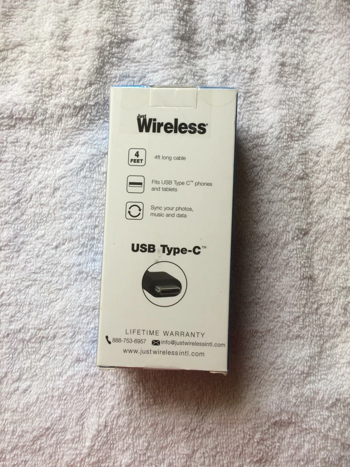 Cable USB Tipo C Just Wireless 4' - Negro - Carga y sincronización - Nuevo (caja abierta) Foto 2 de 4