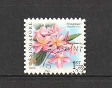 SINGAPORE 2007 FLOWER FRANGIPANI 1ST LOCAL 1ST PRT 2007A BOOKLET PANE STAMP USED