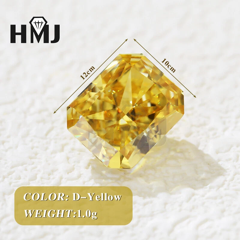 Ice Cut High Quality Carbon Diamond Yellow CZ Radiant 5A+ Cubic Zirconia Stone - Изображение 3 из 4