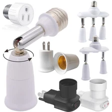 Outlet to Socket Adapter E26/E27 Light Socket to Plug Bulb Converter Lamp Holder