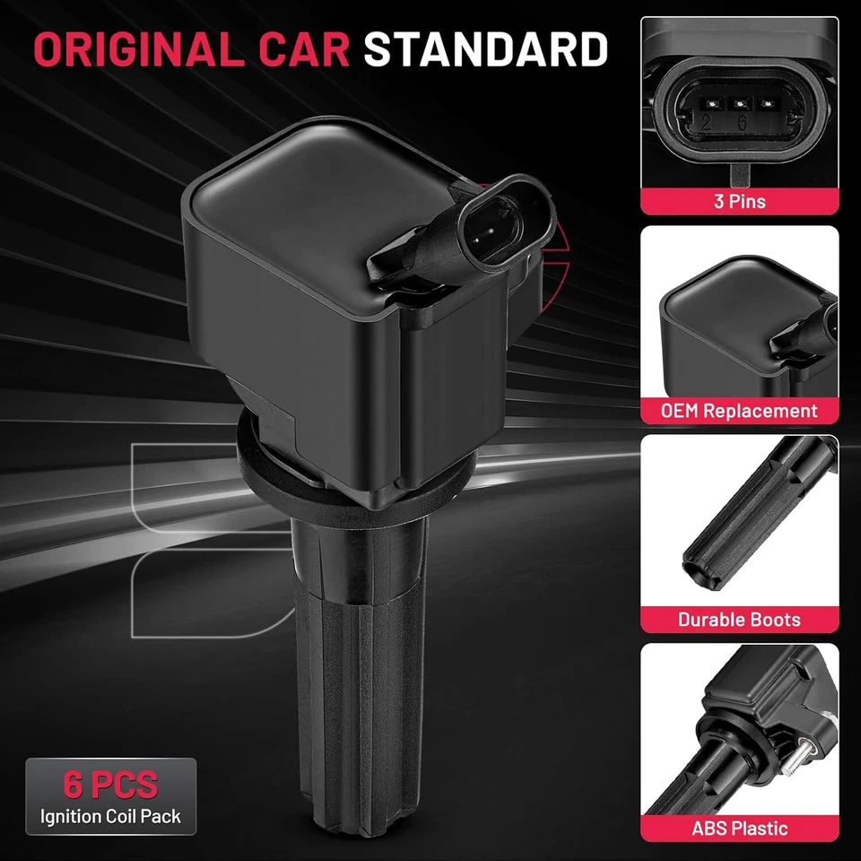 Pack of 6 Ignition Coil For Hummer H3 2007 2008 2009 H3T 2009 2010 L5 3.7L UF497 Foto 2 de 4