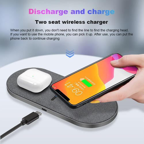 20W Wireless Charger Dual Charging Mat Pad For iPhone 13 Pro 12 X Samusng S20 - Zdjęcie 7 z 12