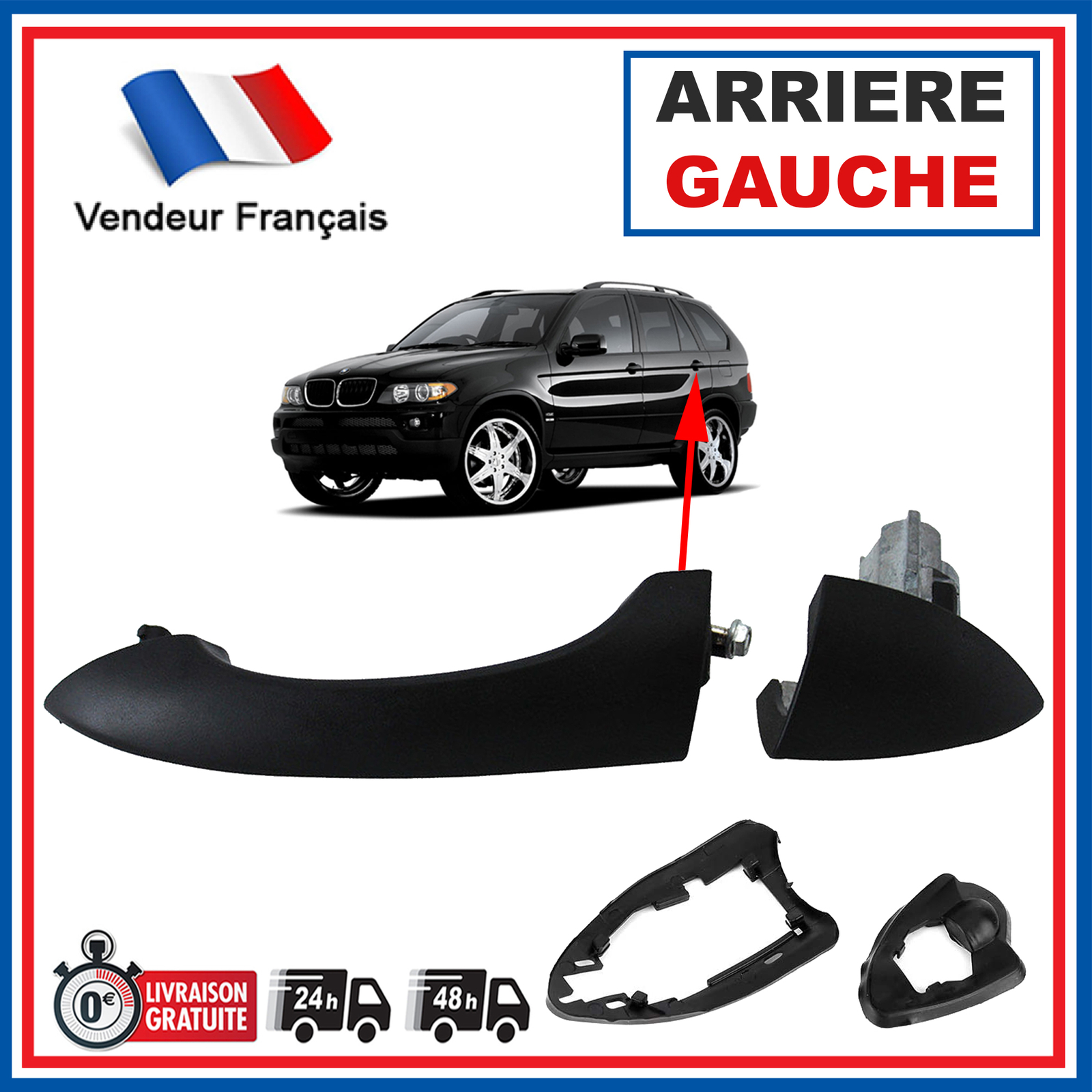 Poignée de porte arrière gauche pour X5 finition premium ABS 8257739